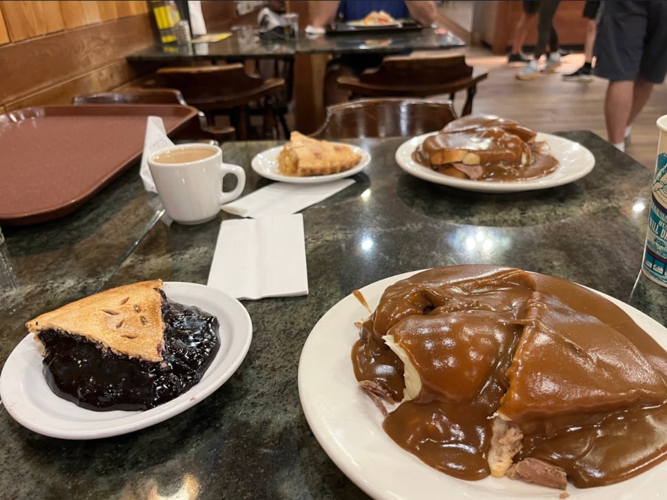 Photo: Wall Drug Store hot beef sandwich and pie. Credit: Gena Philibert-Ortega.