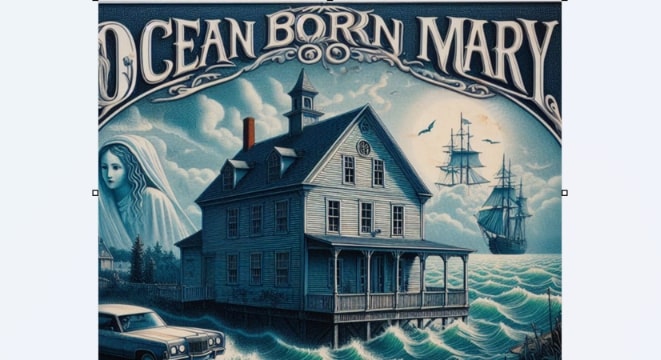 Illustration: Ocean-Born Mary House and ghost. Credit: Melissa Davenport Berry.