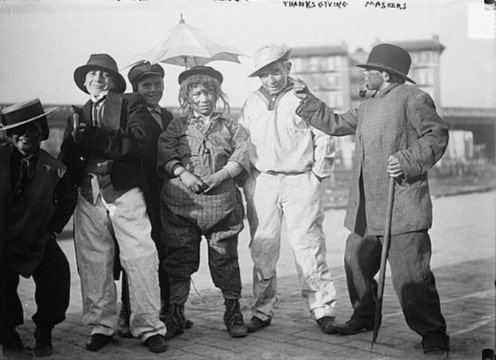 Photo: additional Thanksgiving maskers, c. 1910. Credit: George Grantham Bain Collection; Library of Congress, Prints and Photographs Division.