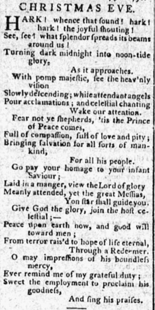 An article about Christmas, Greenleaf’s New York Journal newspaper 26 December 1795