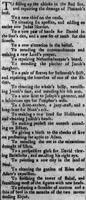 An article about Bible stories, Guardian of Liberty newspaper 10 October 1800