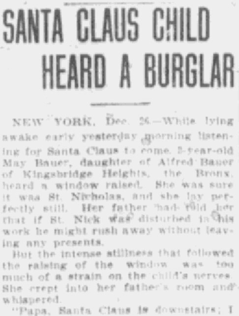 An article about a Santa Claus burglar, Evening Times newspaper 26 December 1905