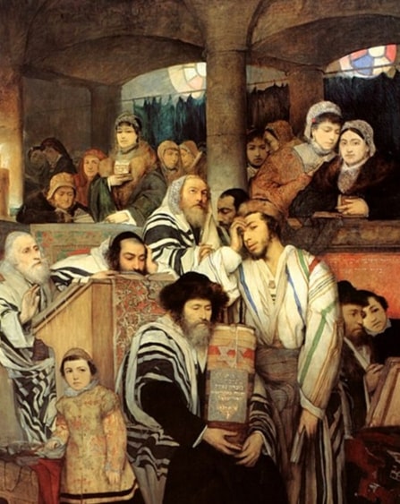 Illustration: “Jews Praying in the Synagogue on Yom Kippur” by Maurycy Gottlieb, 1878. Credit: Tel Aviv Museum of Art; Wikimedia Commons.