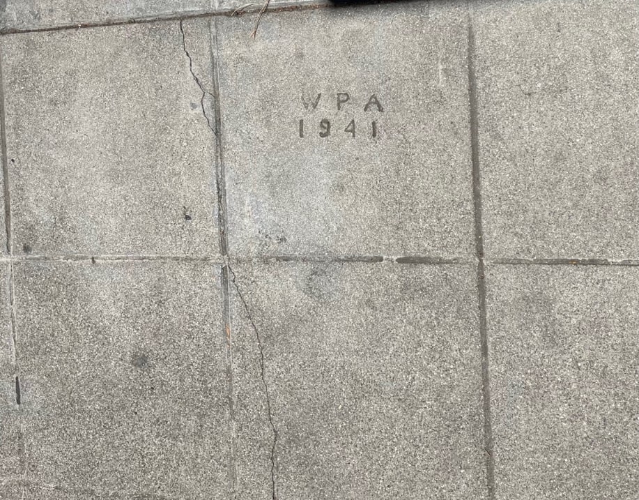 Photo: WPA sidewalk behind the Mission Inn, Riverside, California. Credit: Gena Philibert-Ortega.