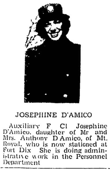 An article about Josephine D'Amico, Woodbury Daily Times (Woodbury, New Jersey), 24 April 1943, page 3