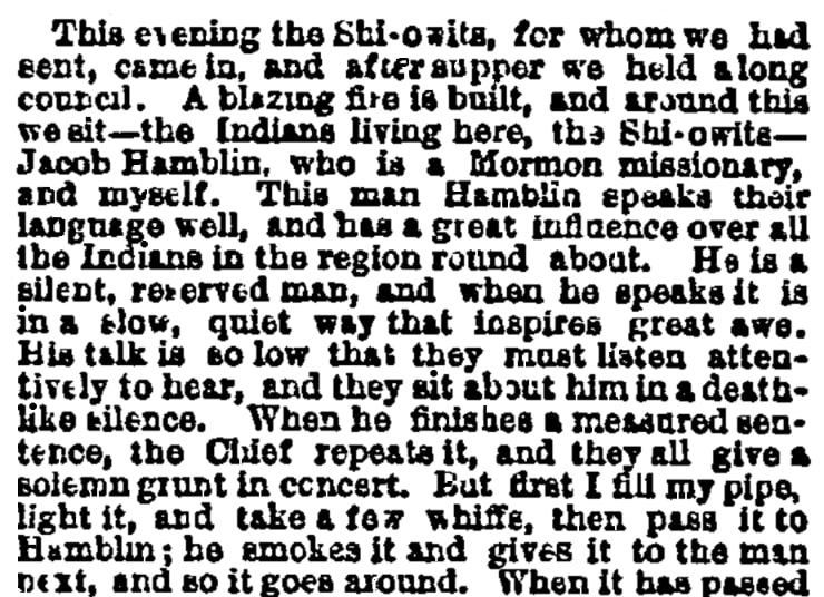 An article about Jacob Hamblin, Cincinnati Daily Enquirer newspaper 3 November 1870