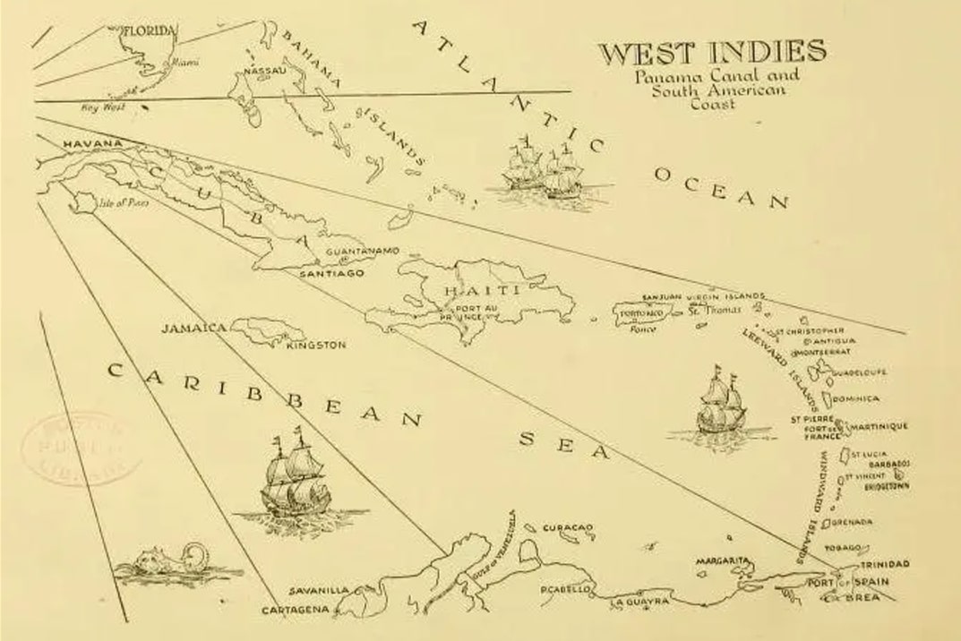 Map: West Indies. Credit: Francis B. C. Bradlee.