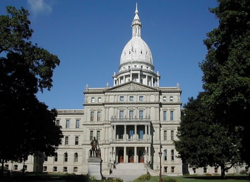 Photo: the Michigan State Capitol, Lansing, Michigan. Credit: Brian Charles Watson; Wikimedia Commons.