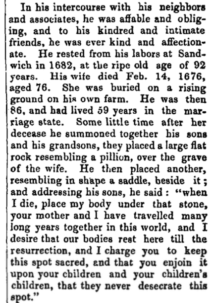 An article about Edmund Freeman, Barnstable Patriot newspaper 1 December 1863
