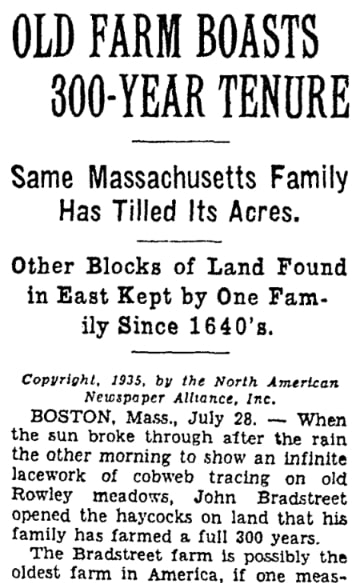 An article about the Bradstreet Farm, Chattanooga Daily Times newspaper 29 July 1935