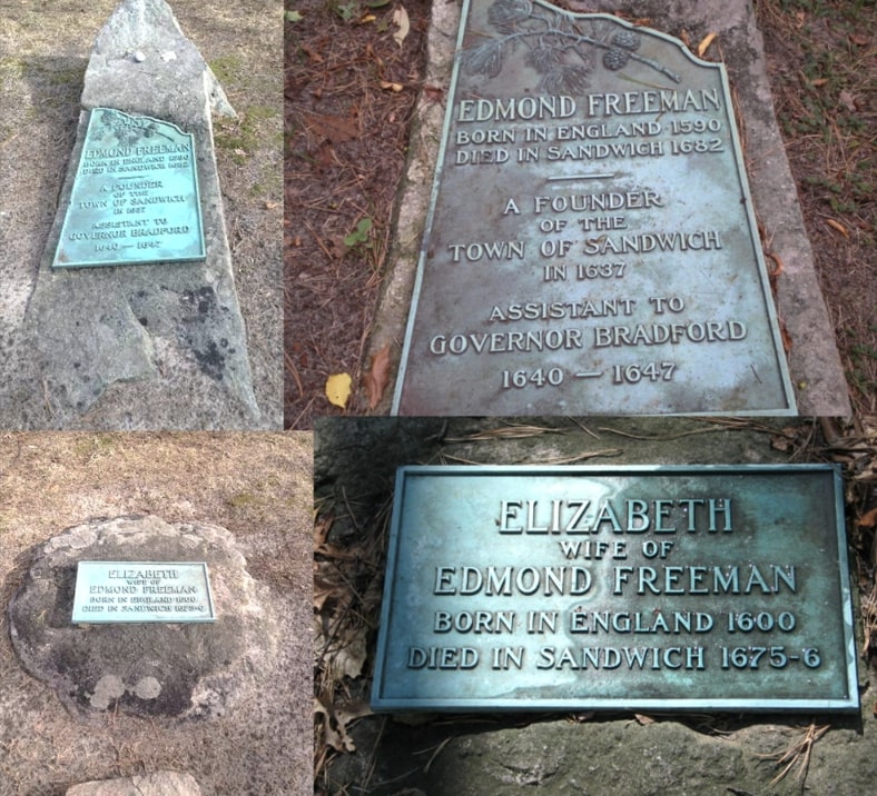 Photos: gravestones of Edmund and Elizabeth Freeman. Credit: Historical Marker Data Base.