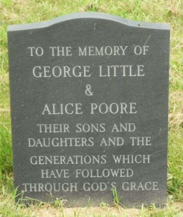 Photo: cenotaph for George Little and Alice (Poore) Little. Credit: Jeffrey James.