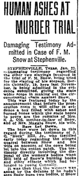 An article about F. M. Snow, Beaumont Enterprise newspaper 24 January 1926