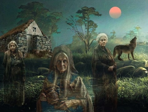 Illustration: “The Witches of Dogtown” by Louise Welch, using a blend of photography and art. Credit: Louise Welch; Our Town Gloucester – Photo Art.