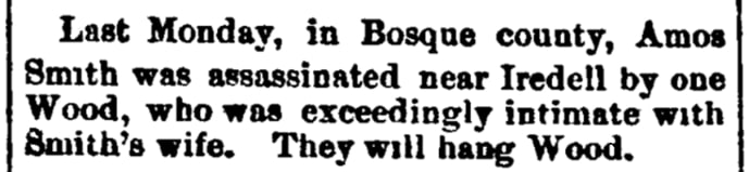 An article about Amos Smith, Weekly Democratic Statesman newspaper 5 August 1875