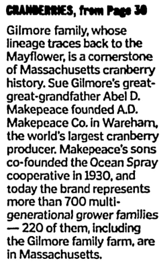 An article about the Gilmore family, Boston Herald newspaper 19 October 2016