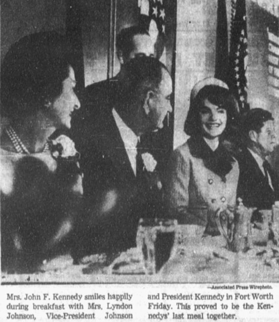 A photo from an article about the assassination of President John F. Kennedy, Dallas Morning News newspaper 23 November 1963