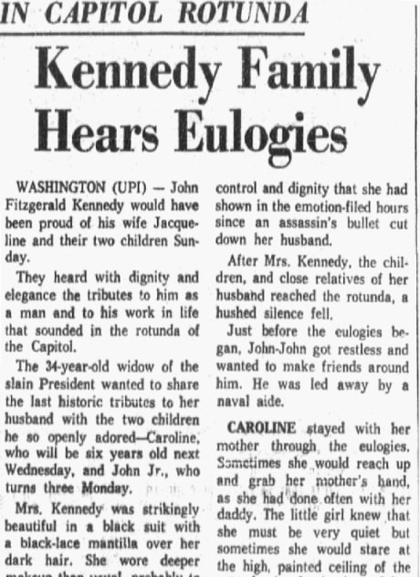 An article about the assassination of President John F. Kennedy, Dallas Morning News newspaper 25 November 1963
