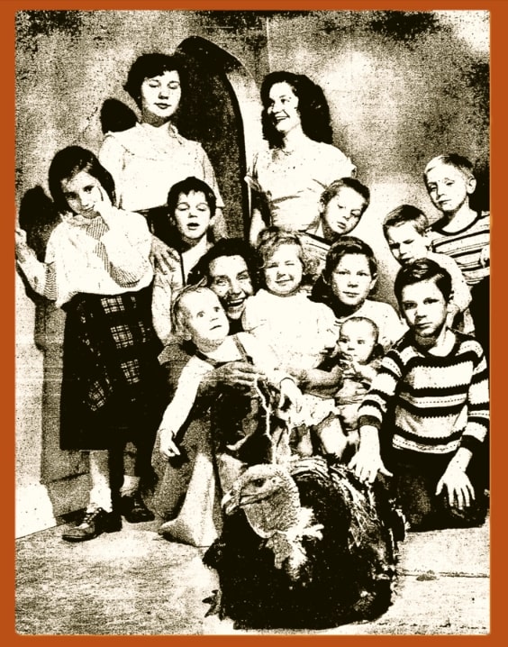 A photo about the Weed family's Thanksgiving, Detroit News newspaper 25 November 1954