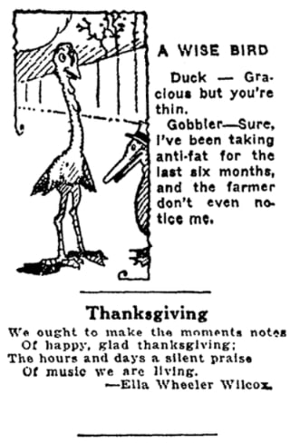 An article about Thanksgiving, National Labor Tribune newspaper 5 November 1925