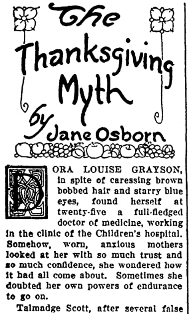 An article about a Thanksgiving story, National Labor Tribune newspaper 12 November 1925
