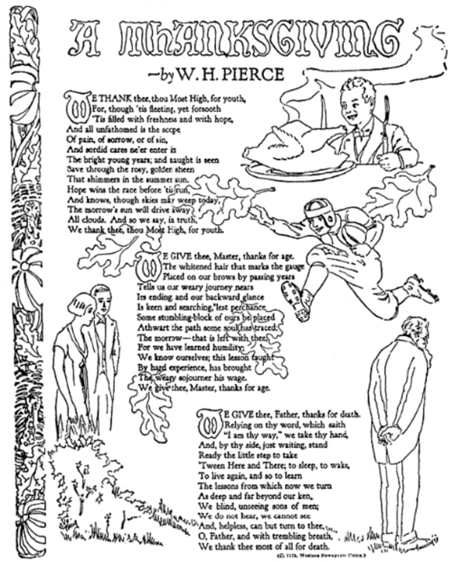 An article about a Thanksgiving poem, National Labor Tribune newspaper 12 November 1925