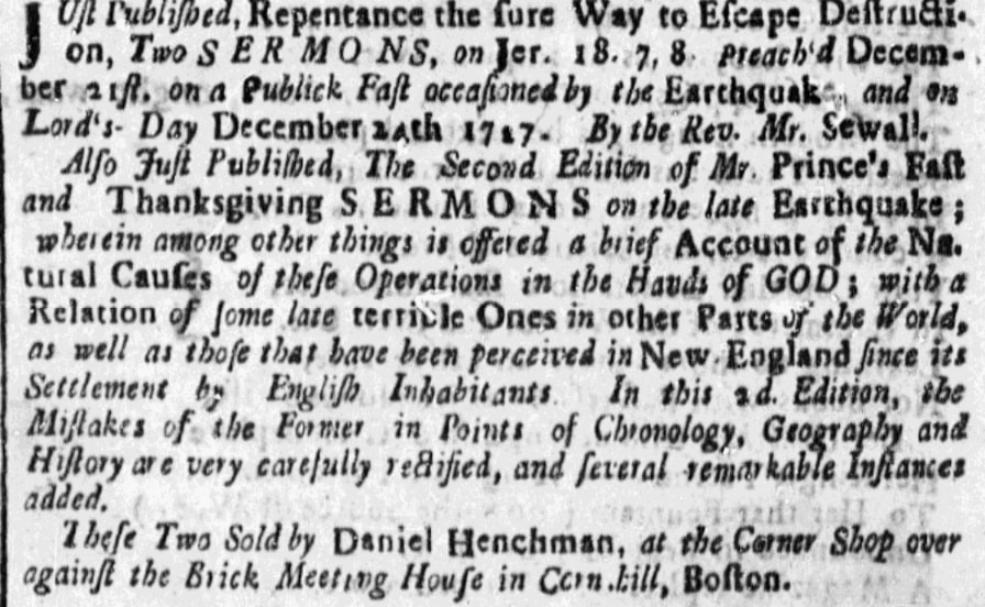 An article about Thanksgiving, Weekly News-Letter newspaper 1 February 1728