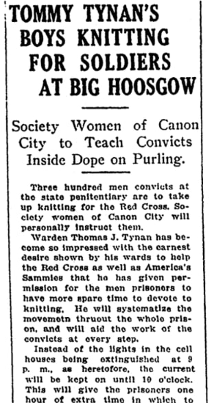 An article about Americans knitting for WWI soldiers, Denver Post newspaper 10 December 1917