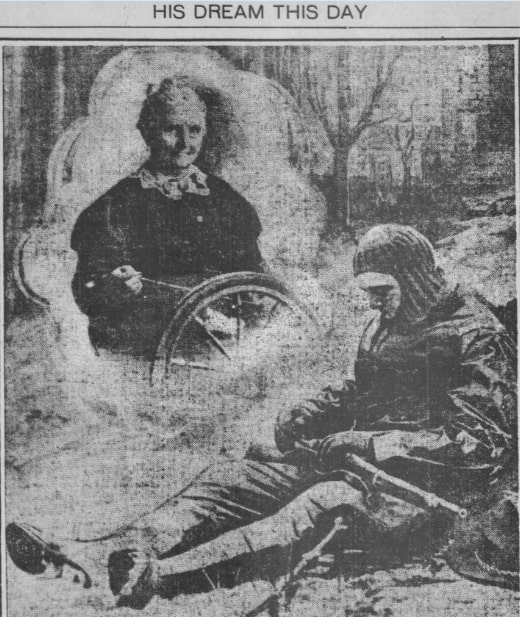 An article about Americans knitting for WWI soldiers, Detroit Times newspaper 25 December 1917