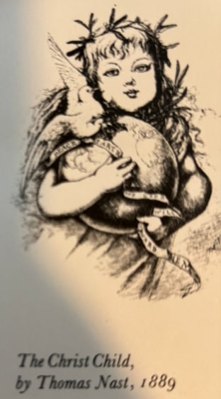 Illustration: “The Christ Child,” by Thomas Nast, 1889. Credit: “A Book of Christmas,” by W. Sampsom, McGraw-Hill Book Company, 1968, p. 103.