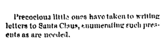 An article about Santa Claus, Toledo Blade newspaper 24 December 1872