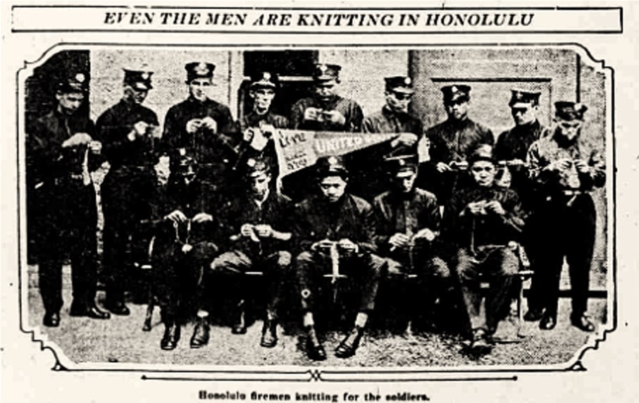 An article about Americans knitting for WWI soldiers, Topeka State Journal newspaper 4 May 1918