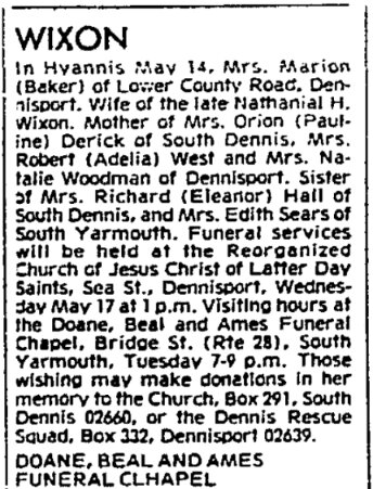 An article about Marion Wixon, Boston Herald newspaper 16 May 1978