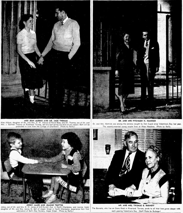 An article about Valentine's Day, Charleston News and Courier newspaper 8 February 1953
