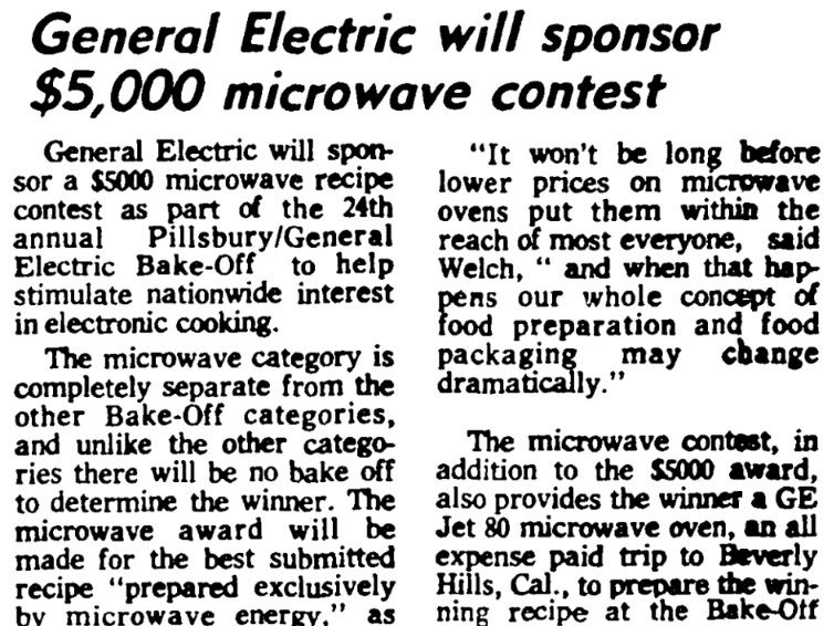 An article about microwave ovens, Cincinnati Post newspaper 6 October 1972