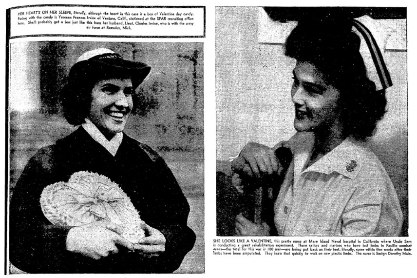 An article about Valentine's Day, Columbus Dispatch newspaper 13 February 1944