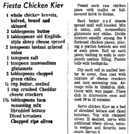 A chicken recipe, Houston Chronicle newspaper 6 June 1974