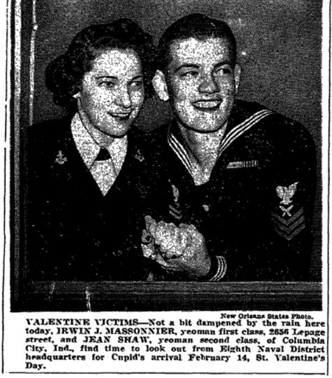 An article about Valentine's Day, New Orleans States newspaper 5 February 1945