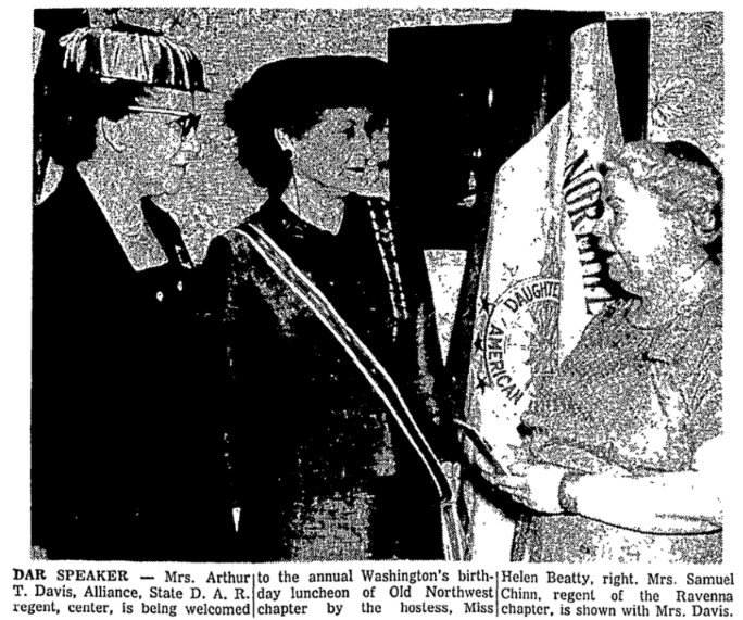 An article about the DAR celebrating Washington's birthday, Record-Courier newspaper, 23 February 1957