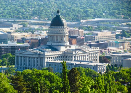 Photo: the Utah State Capitol, Salt Lake City, Utah. Credit: Jkinsocal; Wikimedia Commons.