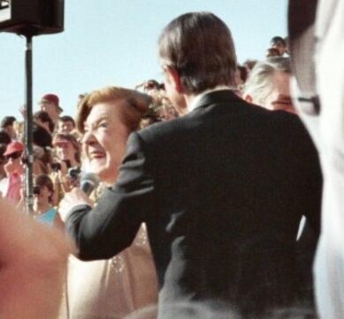 Photo: close-up of Anne Ramsey, nominated for “Throw Momma from the Train,” at 1988 Academy Awards. Credit: Alan Light; Wikimedia Commons.
