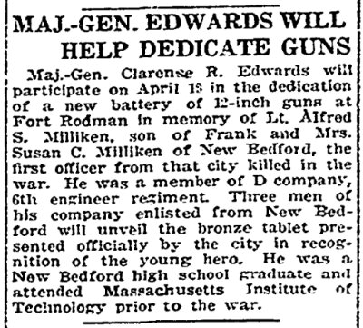 An article about Alfred Milliken, Boston Herald newspaper 13 April 1920