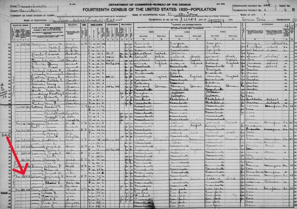 Photo: the Wixon family listed in the 1920 census.