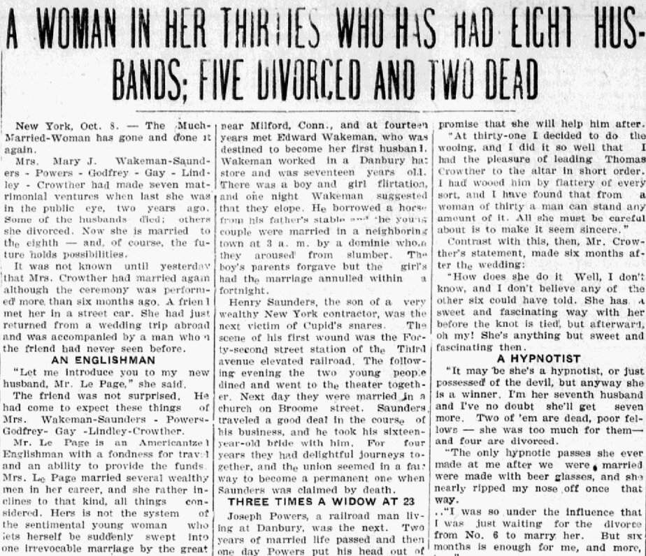 An article about Mary Drapoe, Evening News newspaper 8 October 1906