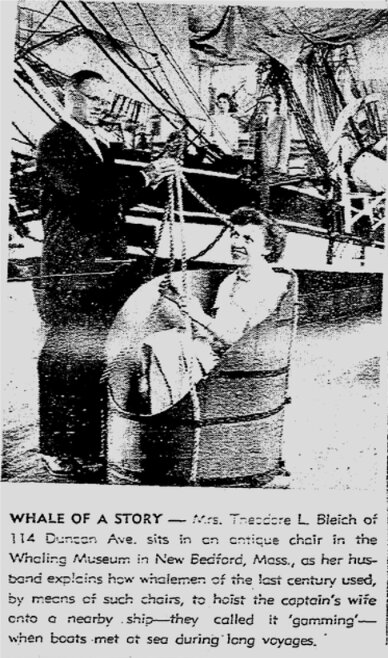 An article about a gamming chair, Jersey Journal newspaper 18 June 1959