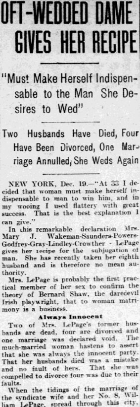 An article about Mary Drapoe, Philadelphia Inquirer newspaper 16 December 1906