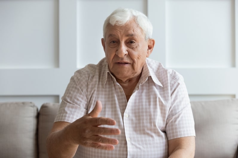 Photo: interviewing an older male relative.