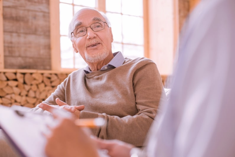 Photo: interviewing an older male relative.