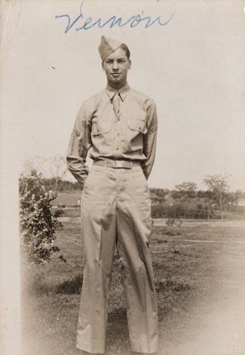 Photo: Vernon Pocknett in uniform when he served in the U. S. Army. Credit: Mashpee Archival Historical Commission. (AI enhanced)
