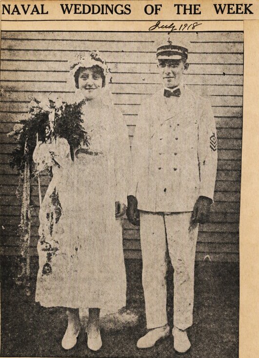 Photo: Laurina Helen Darling and Ralph Gordon Spooner, 21 July 1918. Credit: New Bedford Public Library.